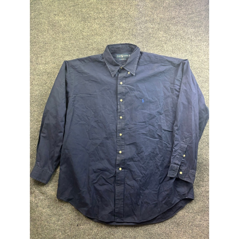 Ralph Lauren Button Down Shirt Mens XL Navy Blue Blake Long Sleeve Cotton